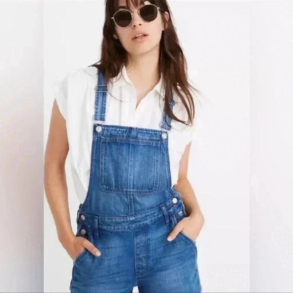 Madewell Adirondack Short Overalls in Delmar Wash Blue Size s - Picture 2 of 13